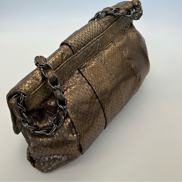 RAFE New York Shoulder Bag Chain Genuine Python Snake Skin Metallic Bronze - Picture 7 of 16